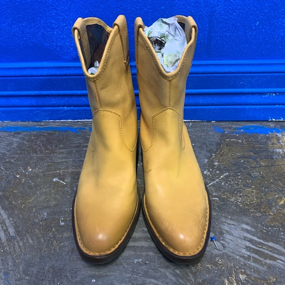 Born Yellow Leather Ankle Boots - Picture 2 of 6